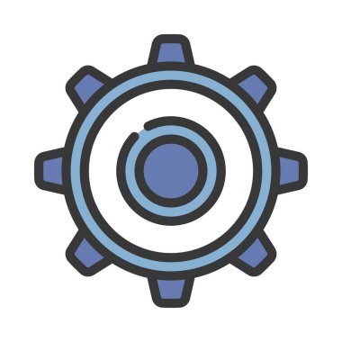 dişli tekerlek ikonu. Beyaz arkaplanda izole edilmiş web tasarımı için ana çizgi dişli vektör simgesi