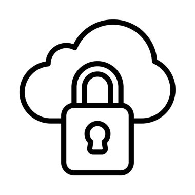 Özel Güvenli Bulut Simgesi, Vektör İllüstrasyonu
