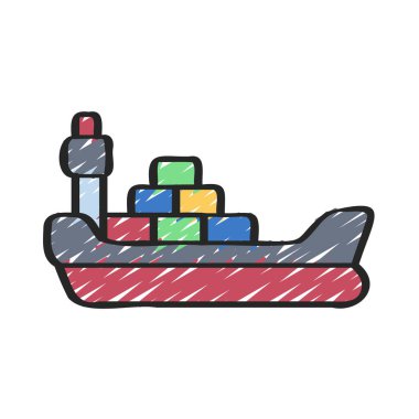 Kargo Teknesi düz simgesi, vektör illüstrasyonu 