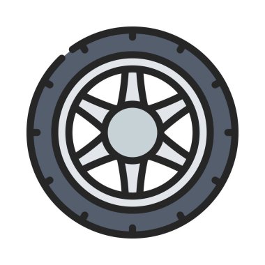 Tekerlek Üstünde Tekerlek web simgesi düz tasarım, vektör illüstrasyonu