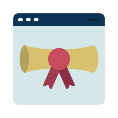 Çevrimiçi Diploma düz simgesi, vektör illüstrasyonu 