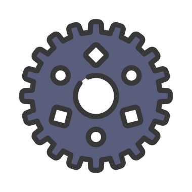 dişli tekerlek ikonu. Beyaz arkaplanda izole edilmiş web tasarımı için ana çizgi dişli vektör simgesi