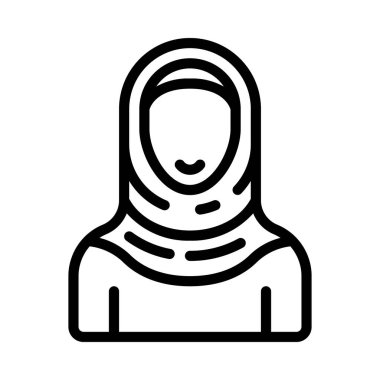 Müslüman Kadın web simgesi düz tasarım, vektör illüstrasyonu