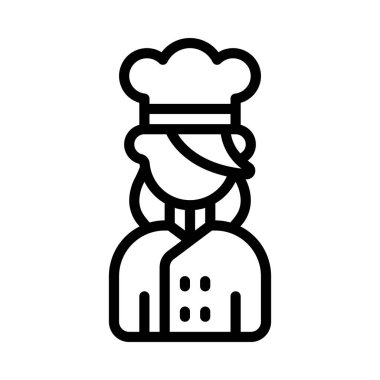 Şef Kadın web simgesi düz tasarım, vektör illüstrasyonu