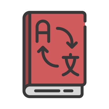 Dil Kitabı simgesi, vektör illüstrasyonu