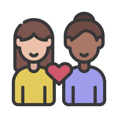 Dişi Çift Web simgesi düz tasarım, vektör illüstrasyonu