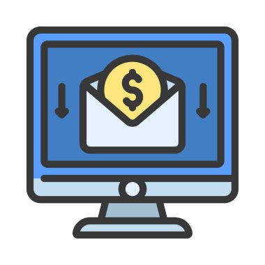 Çevrimiçi Para Web simgesi düz tasarım, vektör illüstrasyonu                                           