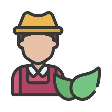 Sürdürülebilir Çiftçi web simgesi düz tasarım, vektör illüstrasyonu                    