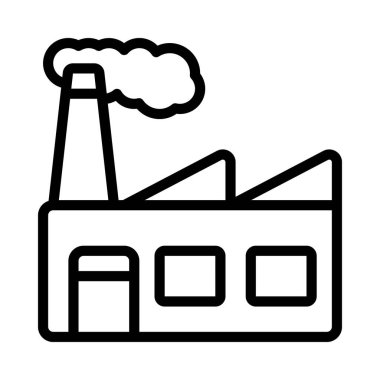 Fabrika düz simgesi, vektör illüstrasyonu 