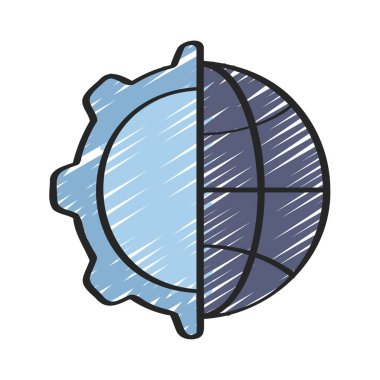 İnternet Cog simgesi, vektör illüstrasyonu 