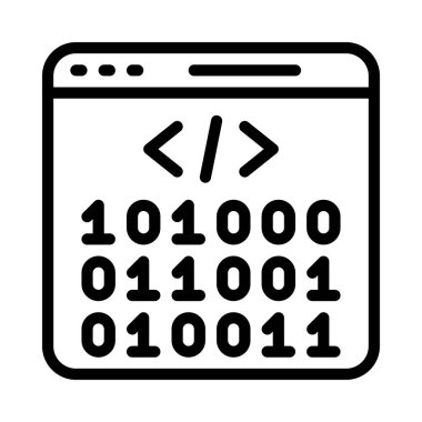 İkili Kod Laptop simgesi, vektör illüstrasyonu 