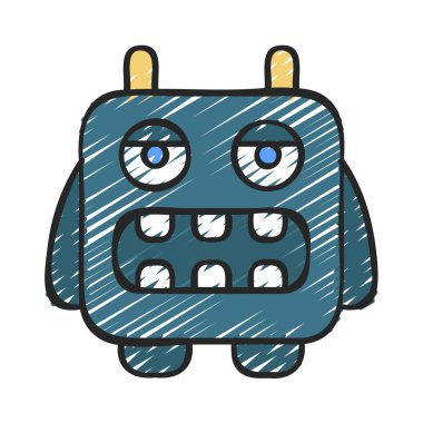 Beyaz arkaplanda canavar tasarımı vektör çizimi 