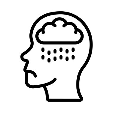 Depresyon düz simgesi, vektör illüstrasyonu 