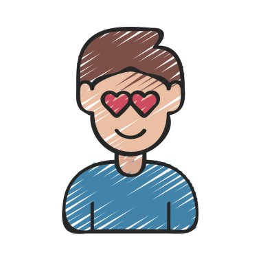Heart Eyes Man simgesi, vektör illüstrasyonu
