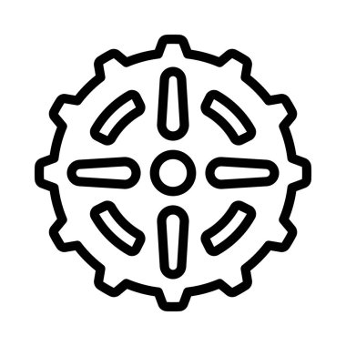 dişli tekerlek ikonu. Beyaz arkaplanda izole edilmiş web tasarımı için ana çizgi dişli vektör simgesi