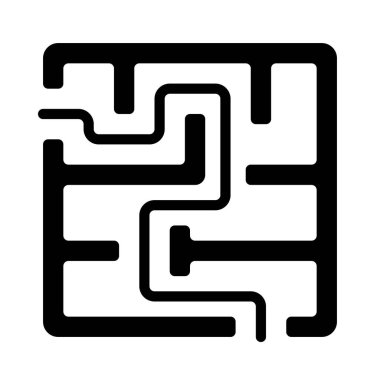 Labirent simgesi vektör çizimi. Çözülmüş Labirent 