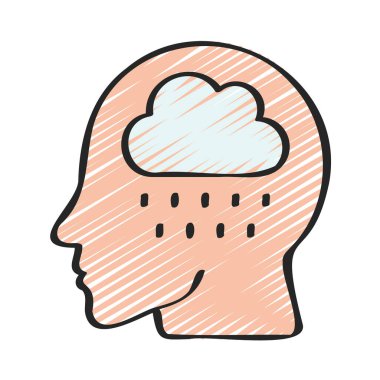 Depresyon düz simgesi, vektör illüstrasyonu 