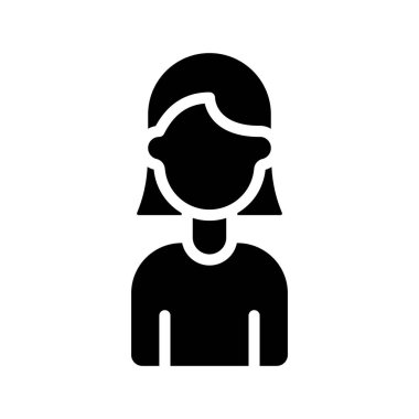 Kadın web simgesi düz tasarım, vektör illüstrasyonu