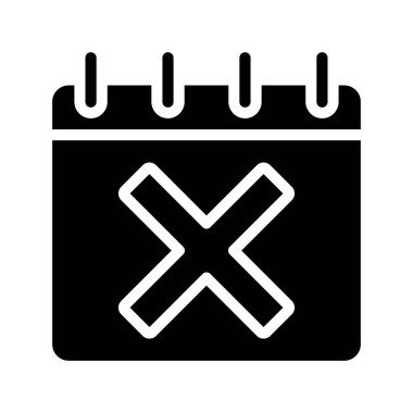 Reddedilmiş takvim tarihi simgesi, vektör illüstrasyonu