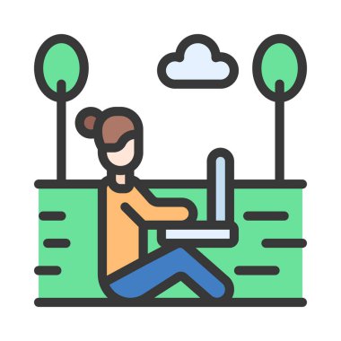 Alan düz simgesinde çalışmak, vektör illüstrasyonuName 