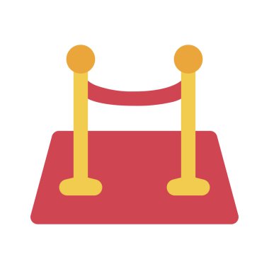 Kırmızı halı düz simgesi, vektör çizim 