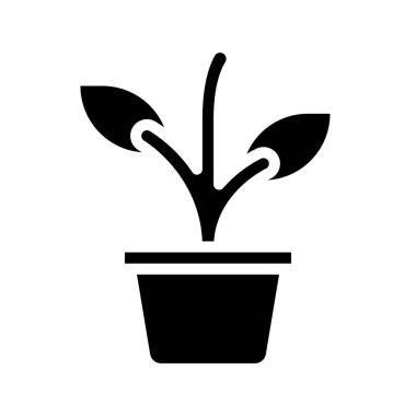 pot simgesinde, vektör çizim bitki