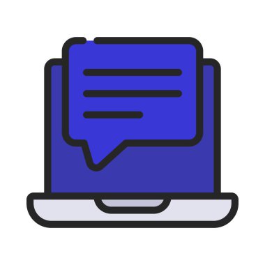 Laptop Geri bildirim İleti simgesi, vektör illüstrasyonu 