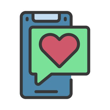 Aşk İleti simgesi, vektör illüstrasyonu 