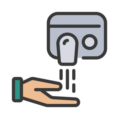 El Kurutucu web simgesi düz tasarım, vektör illüstrasyonu