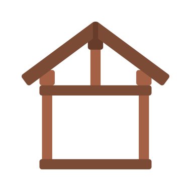 Ahşap Ev Çerçeve simgesi, vektör illüstrasyonu 