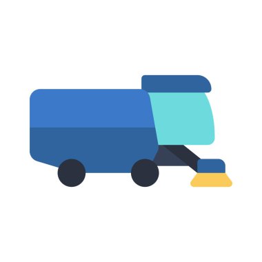 Sokak Temizleyici Araç Düz simgesi, vektör illüstrasyonu 