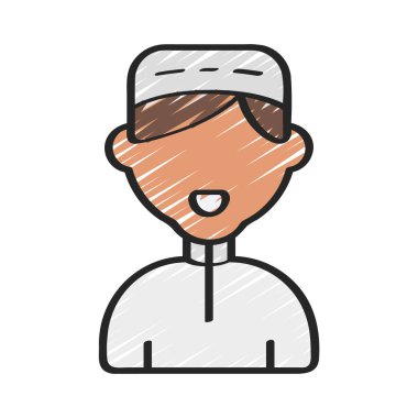 Müslüman Çocuk düz simgesi, vektör illüstrasyonu 