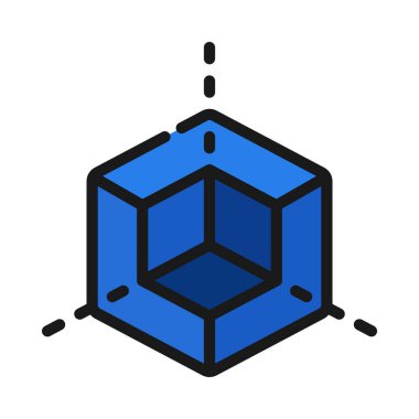 3D AR küp simgesi, vektör illüstrasyonu basit tasarım