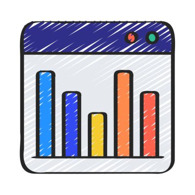 Bar Grafiği Web Sitesi ikon vektör illüstrasyonu 