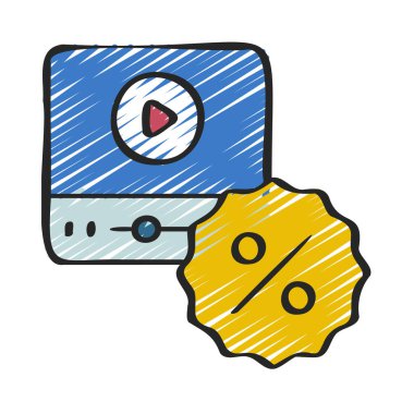 Ücretsiz Video Pisti düz simgesi, vektör illüstrasyonu 