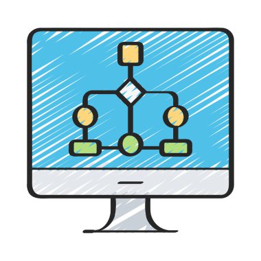 Bilgisayar Algoritması simgesi, vektör illüstrasyonu 