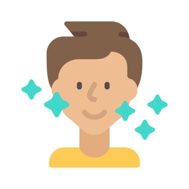 Temiz Yüz düz simgesi, vektör illüstrasyonu 