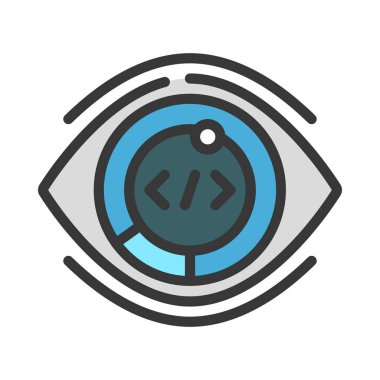 Kod web simgesi, vektör illüstrasyonunu görüntüle                                