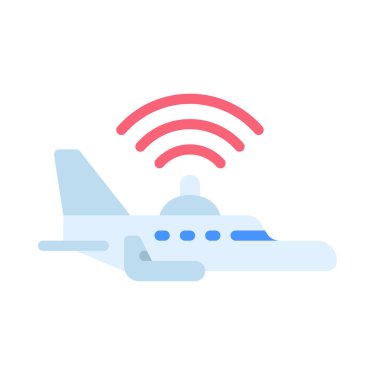 Kendi kendine uçan düzlem düz simgesi, vektör illüstrasyonu 