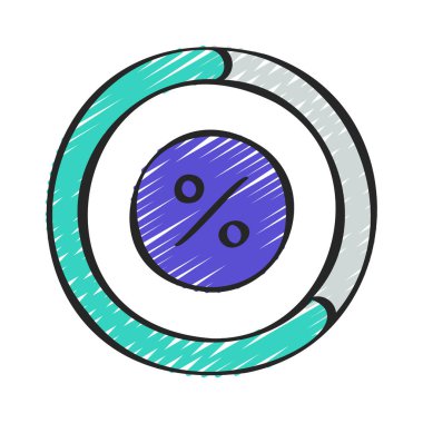 iş Yüzdesi İşlem Grafiği simgesi, vektör illüstrasyonu