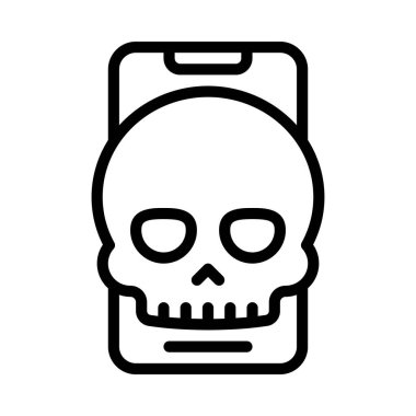 Mobil simgeli kafatası, vektör illüstrasyonu