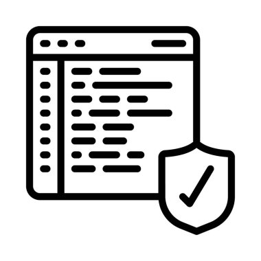 Korunan Kod web simgesi, vektör illüstrasyonu                         