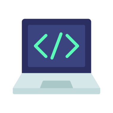 Dizüstü bilgisayar kodlayıcı simgesi, vektör illüstrasyonu 