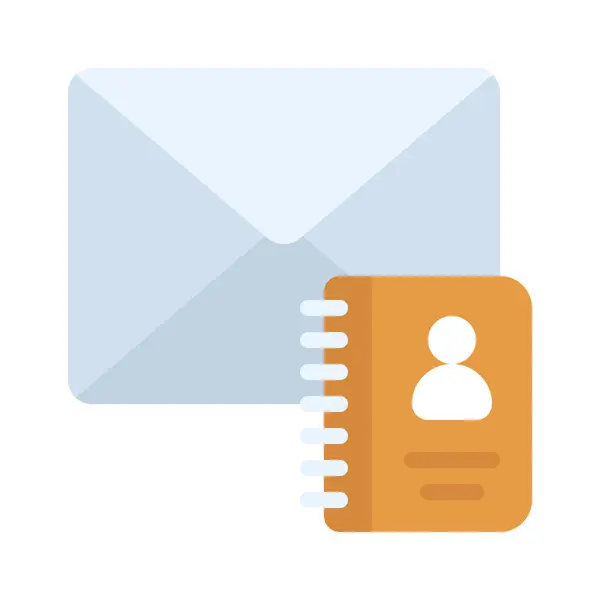 Email Con Contatti Icona Isolata Sfondo Bianco — Vettoriale Stock