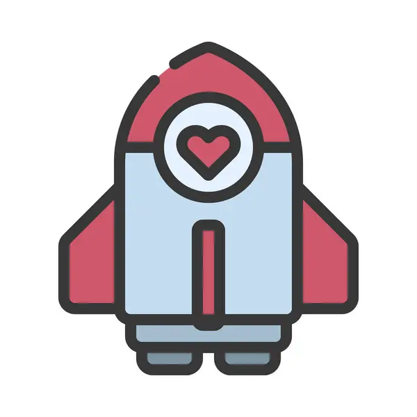 Amor Espaço Foguete Navio Ícone Ilustração Vetorial — Vetor de Stock