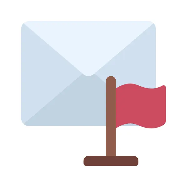 Email Con Bandiere Icona Isolata Sfondo Bianco — Vettoriale Stock