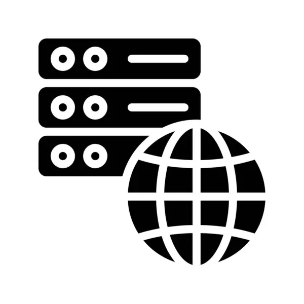 Global Server Vector Glyph Flat Icon — Stock Vector