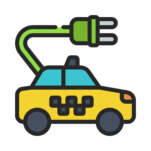 Ηλεκτρικό Αυτοκίνητο Eco Ταξί Διάνυσμα Εικονίδιο — Διανυσματικό Αρχείο