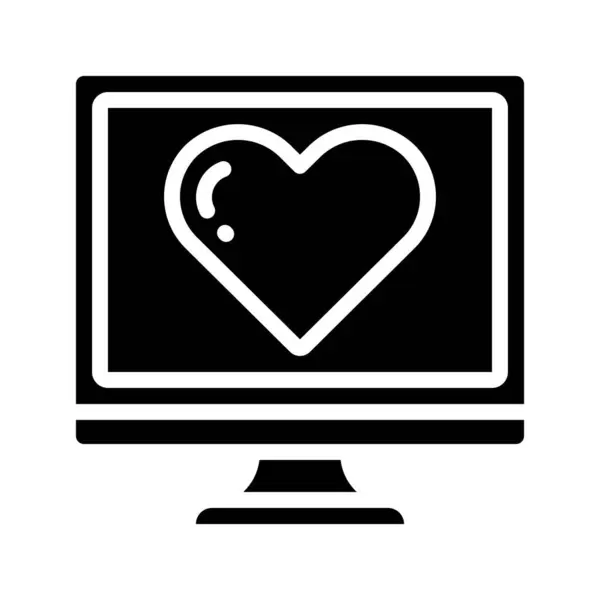 Ikona Srdce Počítače Vektorová Ilustrace — Stockový vektor