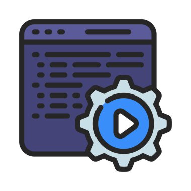 Kod web simgesi, vektör illüstrasyonunu çalıştır                          